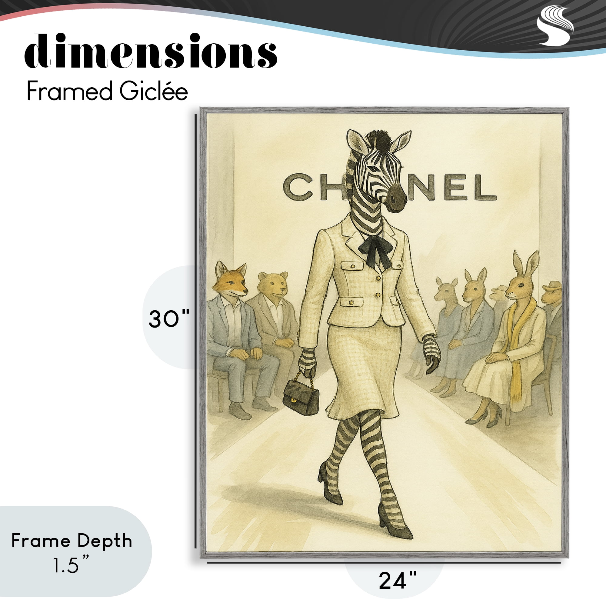Stupell Industries Fashion Runway Zebra Gray Framed Giclee Art, design by Grotto Studios