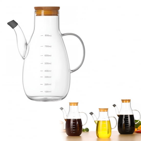 ACDANC Cooking Oil Container High Borosilicate Glass Oil Dispenser With Scale Anti Leak Design For Home Kitchen Ideal For Storing Soy Vinegar In Large Capacity