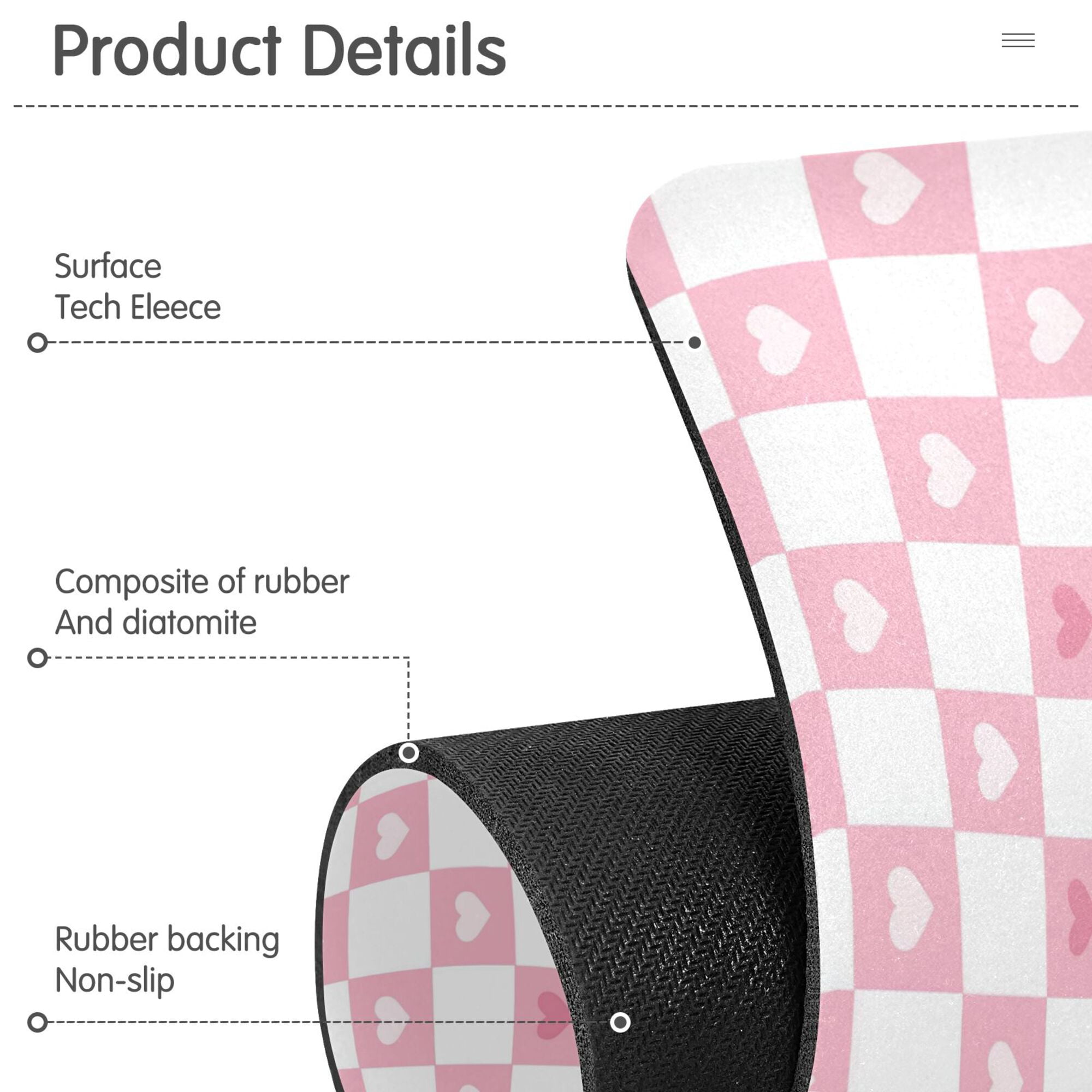 Yayeee Faucet Mat for Kitchen Sink 14.7" Diatomite Long Splash Guard Pad, Pink Checkered Heart, 2 Pack