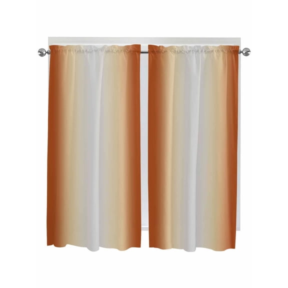 Burnt Orange Ombre Bathroom Window Curtain, Modern Grey Gradient Farmhouse Art Light Filtering Coffee Kitchen Curtains, Bedroom Living Room Curtains 2 Panel 84"x63"