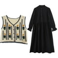 thumbnail image 5 of Boho Women Crochet Knit Vest Waistcoat Floral Pattern Sleeveless V-Neck Cardigan, 5 of 19