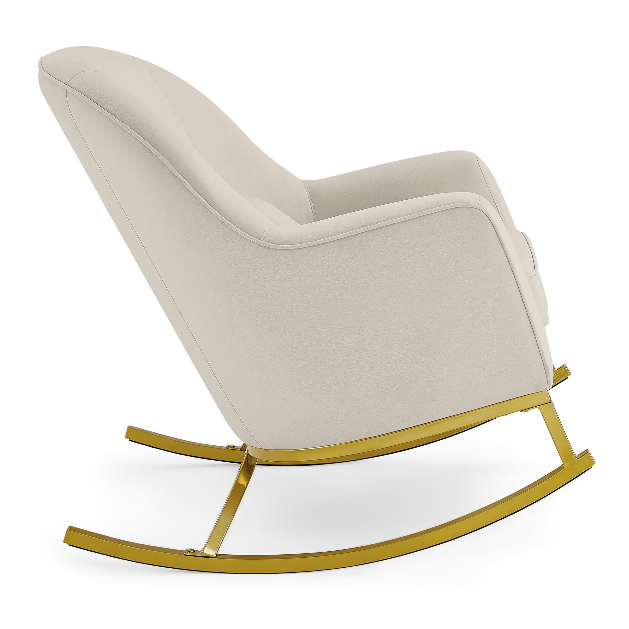 MoDRN Glam Velvet Rocking Chair with Lumbar Pillow Off White