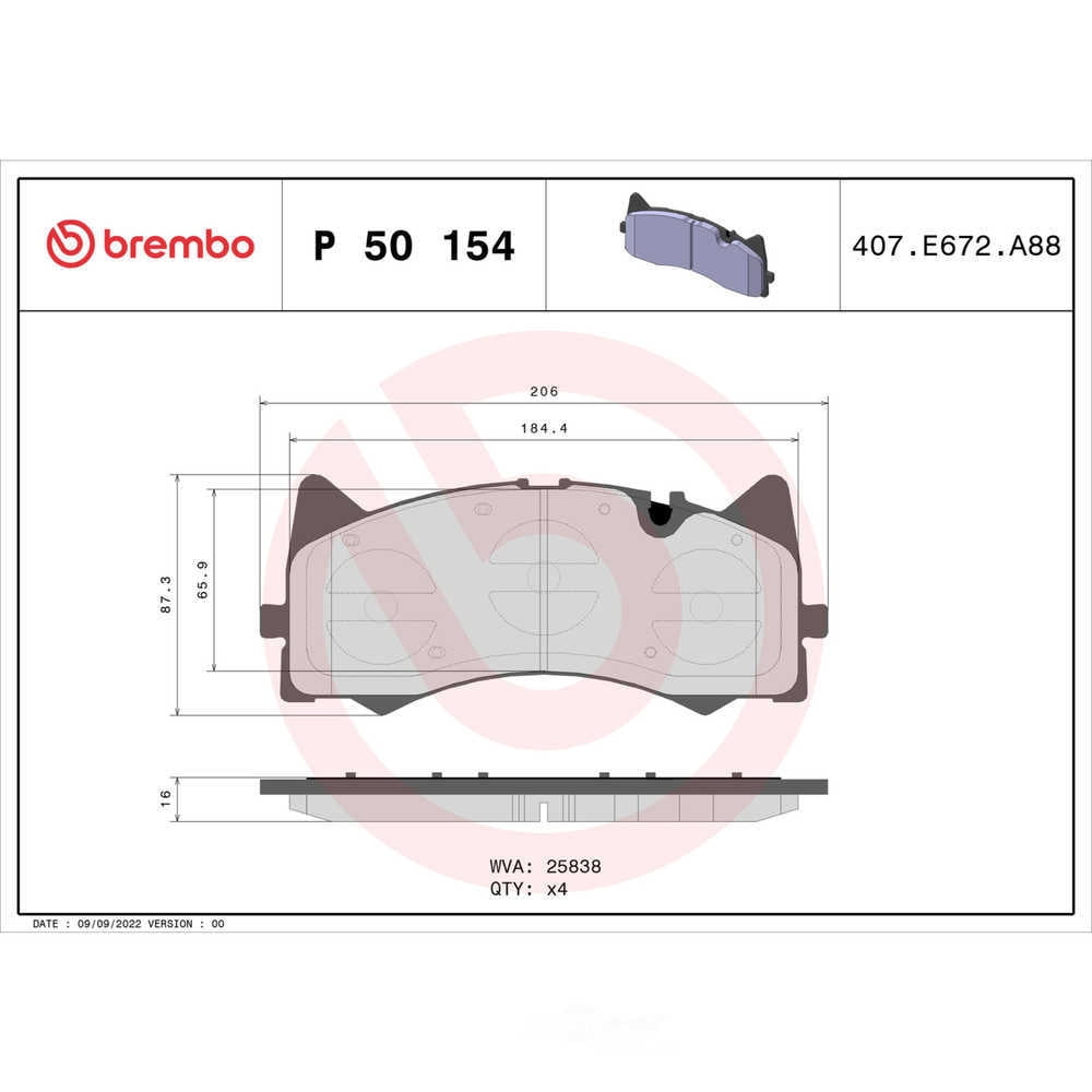 Brembo P50154 PRIME Low-Met Brake Pad Set