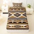 thumbnail image 3 of Homewish Aztec Geometric Rhombus Twin Sheets,Vintage Brown Boho Bedding,3 Pieces,1 Fitted Sheet and 1 Pillowcase, 3 of 6