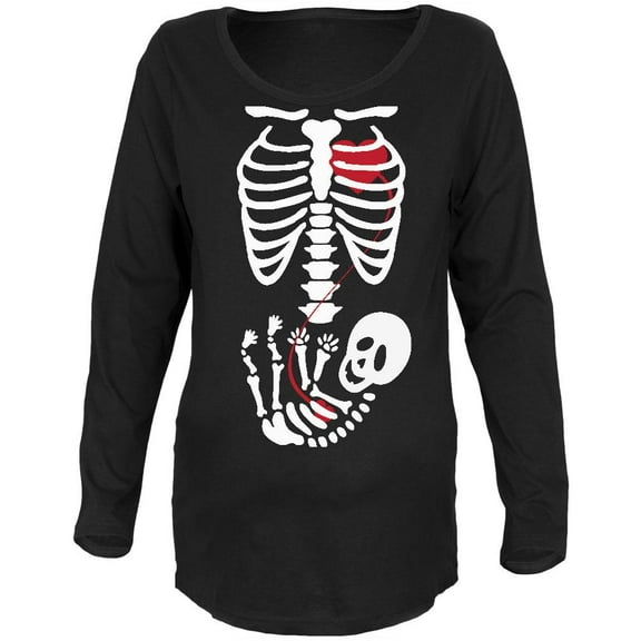 Halloween Baby Skeleton Black Maternity Soft Long Sleeve T-Shirt - 2X-Large
