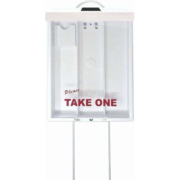 Outdoor Real Estate Brochure Box with Solar Lighted Snap Shut Lid, Take One Document Holder Can Hold 100, 8.5 x 11 Documents, Flyers, Literature and Other Needs (White with Solar Lid, Pack of 1)
