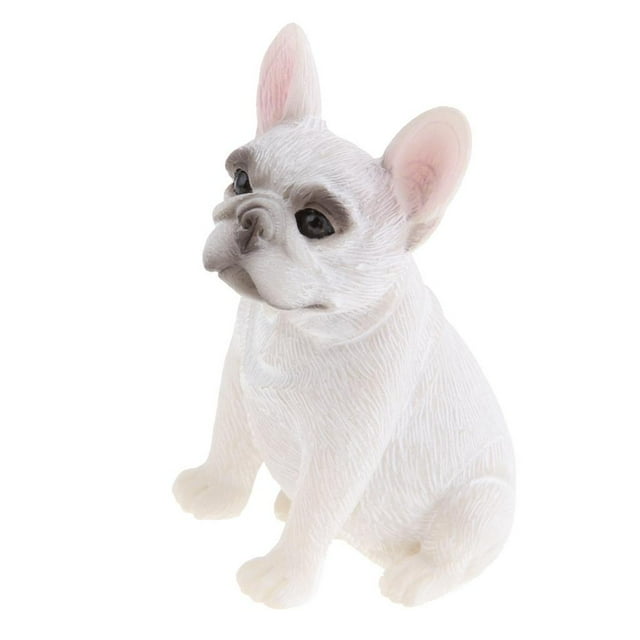 Figura de bulldog francés hecha a mano en resina Sentado blanco