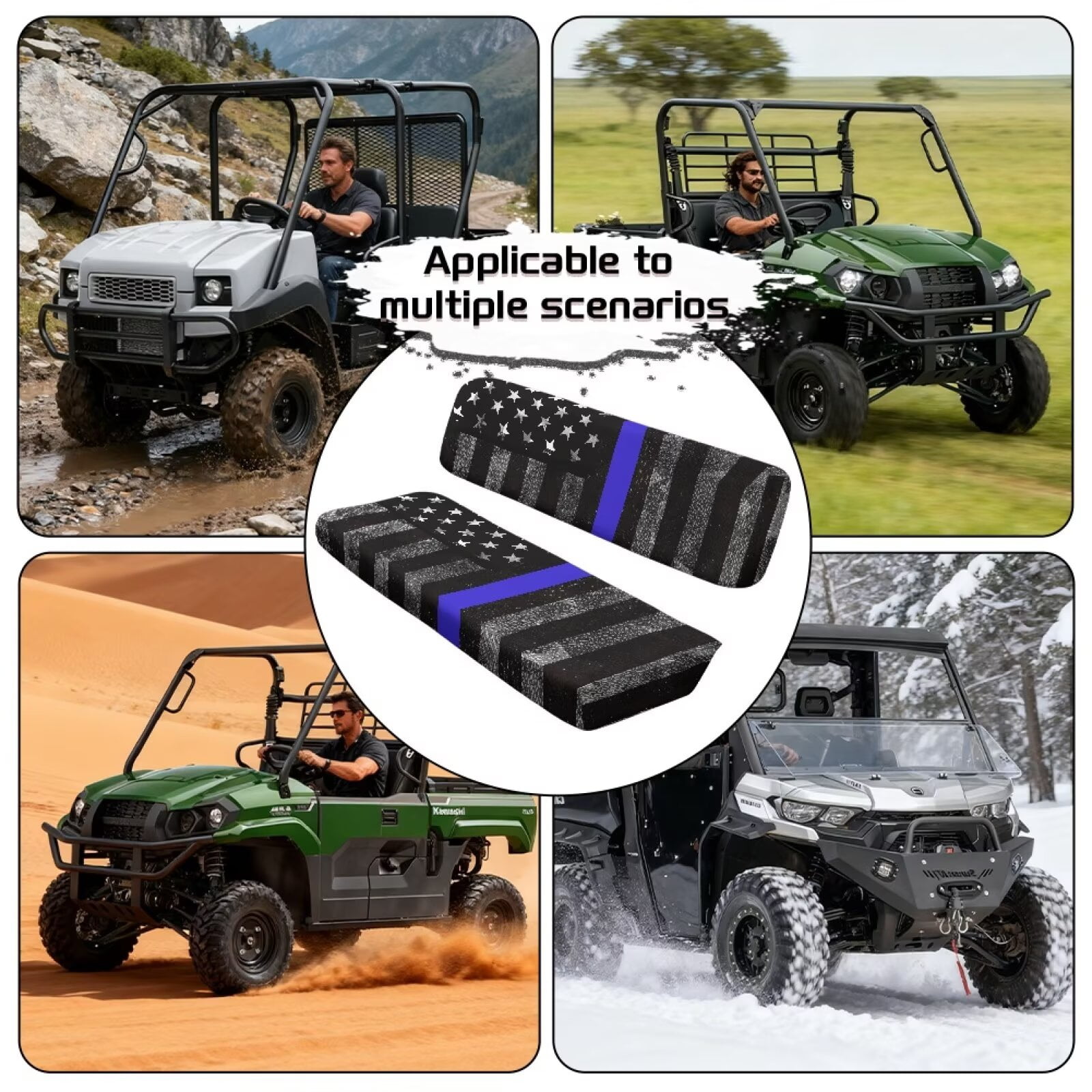 Uorisanigo UTV Seat Cover Fits for Kawasaki Mule 4010 4x4 FE 2025 2023 2022 2021, Scratch-Proof American Commemorative Flag Seat Covers for Mule, UTV Bench Seat Cover Accessories