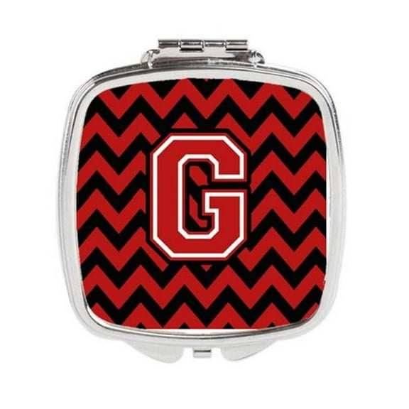 Carolines Treasures  Letter G Chevron Black & Red Compact Mirror - Black & Red - 3in. H x 0.3in. W x 2.75in. L