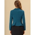 thumbnail image 3 of INSPIRE CHIC Blazer corto de oficina de trabajo con dobladillo con volantes y manga larga con solapa vintage para mujer Azul marino S, 3 of 5