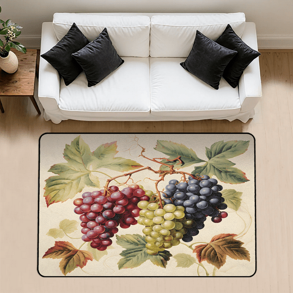 CURLYOOT Grape Farmhouse Area Rug 3x5 Ft Rugs for Entryway Entrance Kitchen, Washable Non Slip Indoor Floor Carpet for Bedroom Living Room