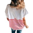 thumbnail image 3 of T-Shirt à Manches Courtes Imprimé Rayé Col en V pour Femmes, 3 of 3