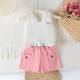 thumbnail image 2 of Gibobby Girls Summer Outfits 2PCS Sets Toddler Girls Outfits Baby Girl Clothes Sets 2pcs Sweet Girly Flutter Sleeve Top and Shorts Set(12-18 Months,Pink), 2 of 9