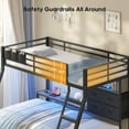 thumbnail image 4 of Bunk Bed Twin Over Twin with 4 Storage Drawers & Shelves & Bedside Caddy, Bunk Beds Twin Metal Loft Bed with Led Lights and Charging Station,with 13.4"Guardrail & Ladder, Black, 4 of 9