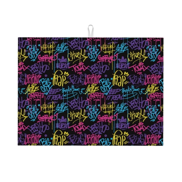 Fotbe Graffiti Art Alfombrilla de Secado para Cocina con Estampado, 18x24 Pulgadas