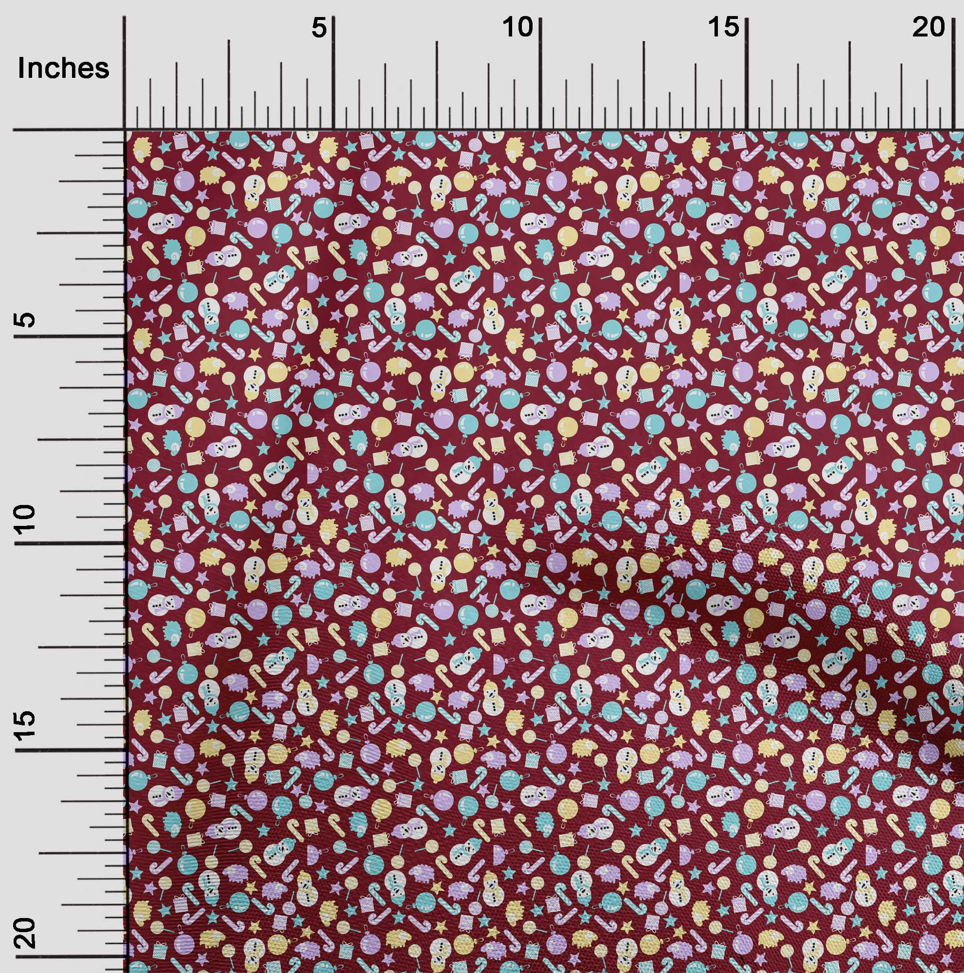 oneOone Rayon Maroon Fabric Christmas Craft Projects Decor Fabric Printed By The Yard 56 Inch Wide