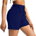 thumbnail image 6 of Miluxas Women's Stretchy High Waist Hiking Cargo Shorts Soft Quick Dry Athletic Workout Wide Leg Shorts with Pockets Ideal for Summer Running Fitness Navy, 6 of 7