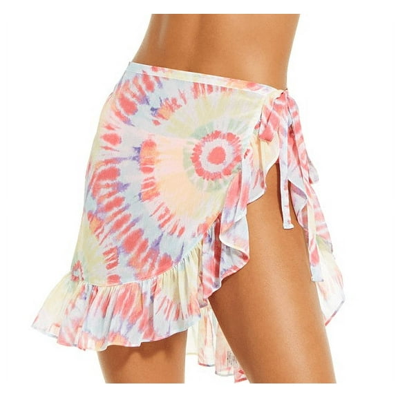 Miken RAINBOW TIE DYE Juniors' Chiffon Tie-Waist Sarong Cover-up, US Medium