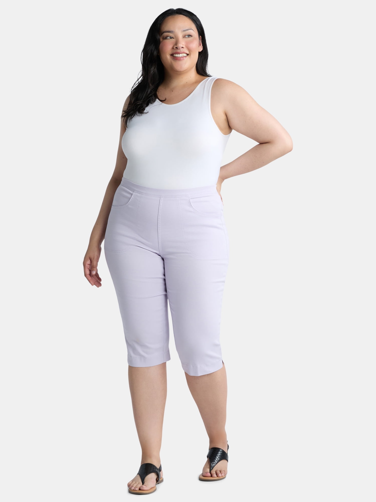JMS Just My Size by Hanes Women's Plus Size Pull On 2 Pocket Stretch Capri, Sizes 0X-4X