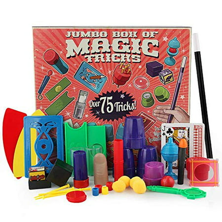 Magic Kit Easy Magic Tricks For Kids Over 75 Spectacular Tricks Magic Set Ideal For Beginners and Kids of All Ages With Cards / Coin / Wand / Fake Thumb Finger / Cup Beads
