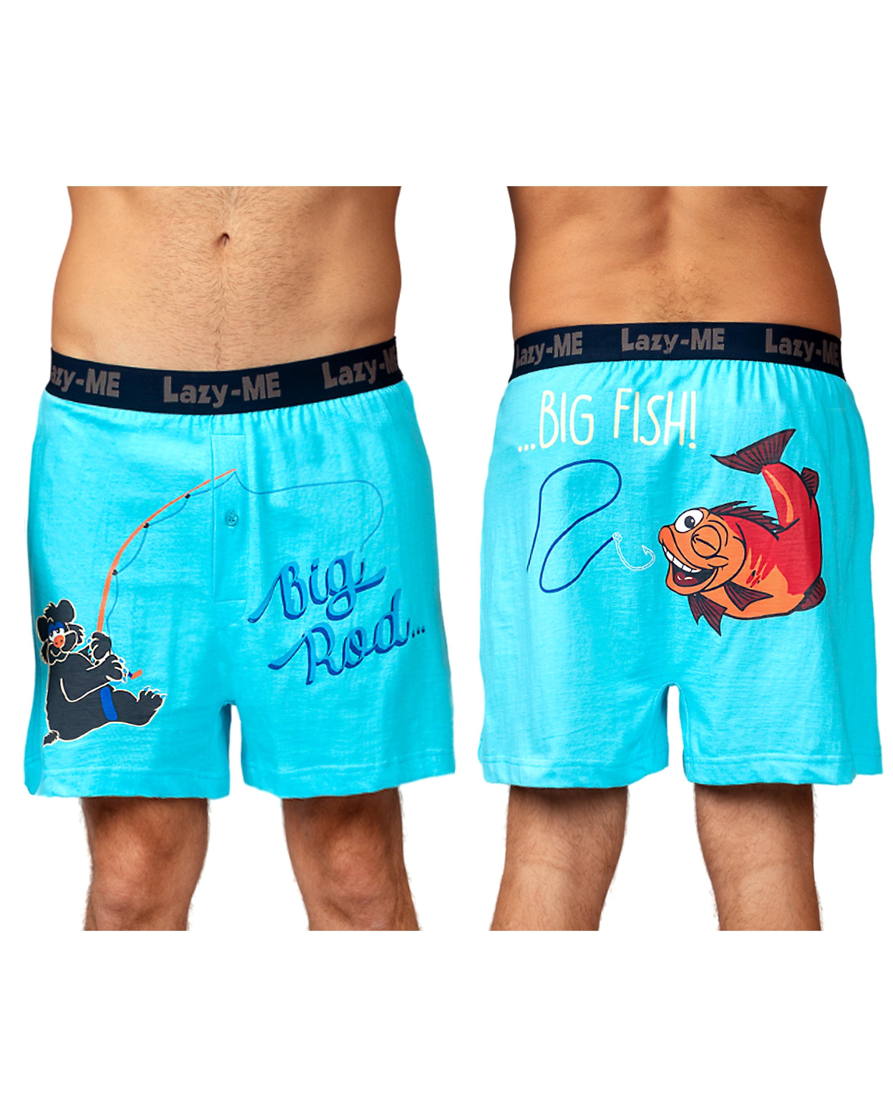 Mens Funny Boxer Shorts, Male Sizes XSL, Fish 2, Size M, Lazy Me