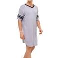 thumbnail image 2 of SWSMCLT Men's Summer Robe Short Sleeve Nightshirt Cotton Knee Length Pajama Sleep Shirt Cool V Neck Soft Sleeping Loose Grey X-Large, 2 of 4