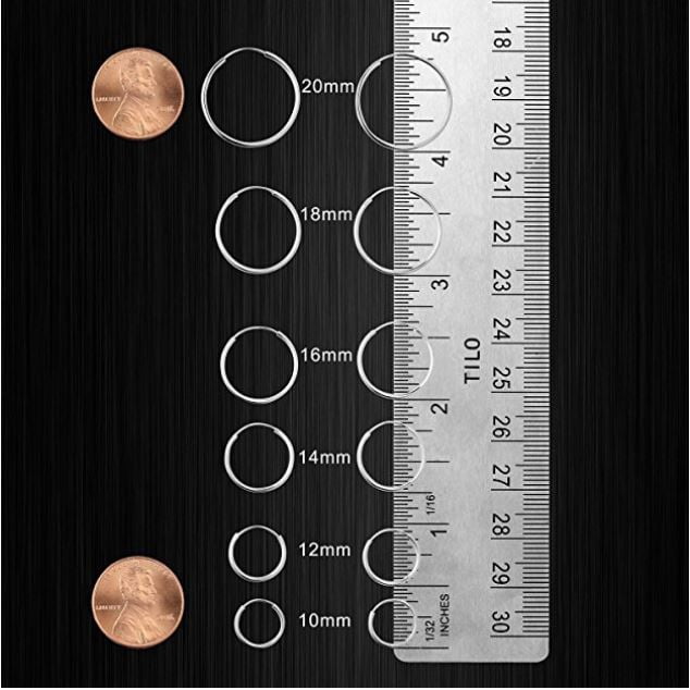 Set of 4! Tilo Jewelry 925 Sterling Silver Endless Hoop Earrings for Women, Men, Unisex