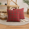 thumbnail image 2 of 2 Pack Christmas Plaid Decorative Throw Pillow Covers Scottish Tartan Cushion Case for Farmhouse Home Holiday Decor Red and Green, 20 x 20 Inches - D, 2 of 6