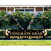 Graduation Decoration 2026 Congrats Grad Banner Yard Sign Class of 2026 Banner Photo Booth Backdrop College Graduation Party Supplies Black 19 X 118