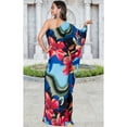thumbnail image 5 of KOH KOH Long Sexy One Shoulder Flower Print Hawaiian Summer Spring Cocktail Party Full Length Tall Flowy Sundress Maxi Dress Gown For Women Blue & Multi Color XXXX-Large US 26-28 NT169_A002, 5 of 6