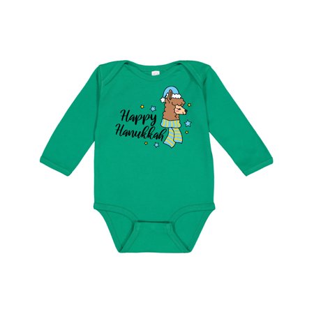 

Inktastic Llama Happy Hanukkah with Stars Gift Baby Boy or Baby Girl Long Sleeve Bodysuit