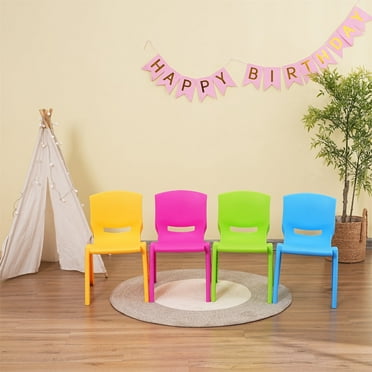 Newboti Furniture Kids Chair,Children Lightweight Plastic 4 Chairs Set with 11.8" H Seat for Playrooms,Preschool,Toddlers (Enlarge Size) 00656