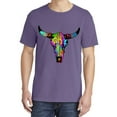 thumbnail image 2 of Wild Bobby, Colorful Rainbow Cow Bull Skull, Animal Lover, Garment-Dyed Washed Look Short Sleeve T-Shirt, Purple, 2XL, 2 of 3