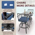 thumbnail image 3 of ASJMR 5 Pieces Patio Swivel Bar Set, Outdoor Metal Bar Stools for 4, High Top Table & Cushioned Chairs for Backyard, Poolside, Porch, Blue, 3 of 6