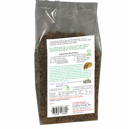 Vege Shreds Dark, Veggie Meat, Shredded Beef, Shredded Dark Meat , Bulk 12 pounds, FREE Shipping
