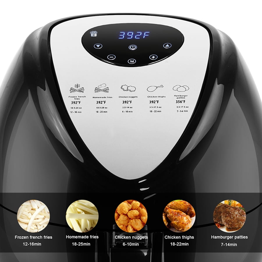 Air Fryer 6.87QT/6.5L, 1800W AirFryer High-Power Electric Hot Temperature Control & Timer Knob, Non Stick Fry Basket, Dishwasher Safe, Apply to Party, Afternoon Tea, Black