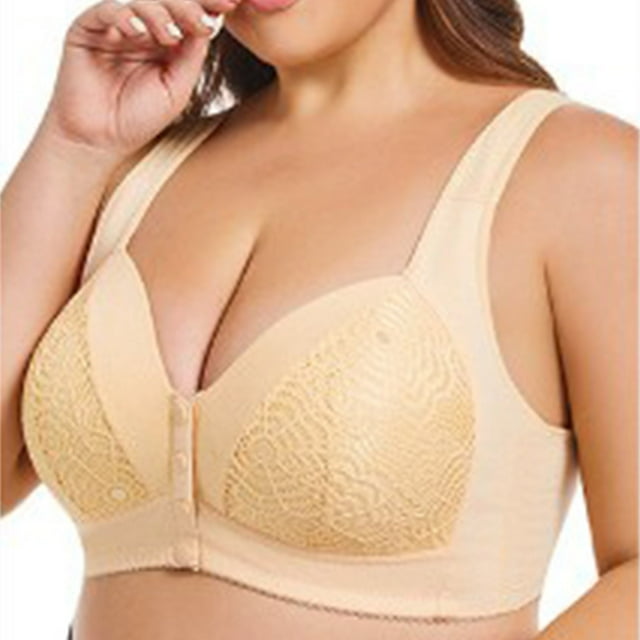 LOVZFMLL Soutiens-Gorge pour Femmes Imprimé Léopard Fermeture avant Sans Armature Beige 42G