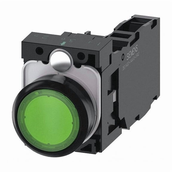Siemens Illuminated Push Button,Green,22mm,LED 3SU1103-0AB40-1FA0