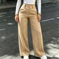 thumbnail image 5 of Aimik Women's High Waist Wide Leg Pants Double Button Closure with Front Seam Khaki Business Work Trousers With Pockets, 5 of 6