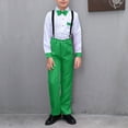 thumbnail image 2 of Miluxas Boys' Gentleman Outfits - Suspenders, Shirt, Pants & Bow Tie Cotton formal Suit Set for Special Occasions Green 9-10 Years, 2 of 4