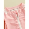 thumbnail image 4 of Mevireiy Toddler Girl Rash Guard Swimsuit Long Sleeve Floral Zipper One Piece Swimwear,Pink,2-3 Years, 4 of 7