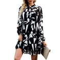thumbnail image 1 of Vestido Minivestido informal para mujer, vestido holgado con cordones y fruncido, elegante traje de vacaciones Ygjytge Negro T L para Mujer, 1 of 8