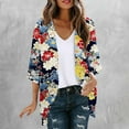 thumbnail image 2 of jsaierl Women Floral Print Lightweight Chiffon Kimono Cardigan Short Sleeve Loose Beach Wear Cover Up Blouse Top, 2 of 6