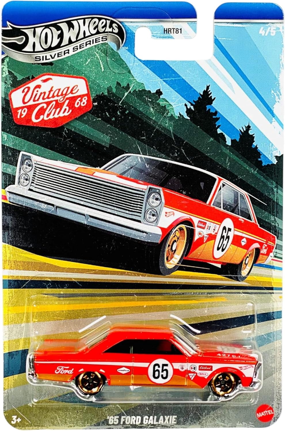 Hot Wheels Vintage Club '68 Silver Series Die-Cast Cars Set, 5-Pack, Alfa Romeo, BMW 507, Honda, Porsche, Ford Galaxie HRT81-956J