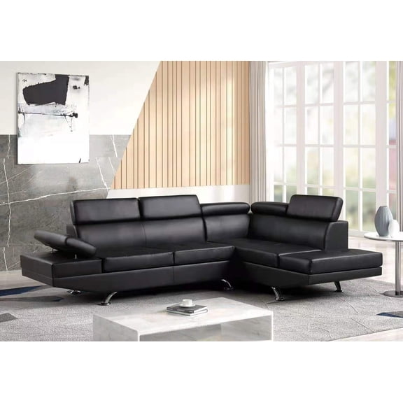 Moderno Contemporary Black Living room Sectional Sofa Set In Vegan leather
