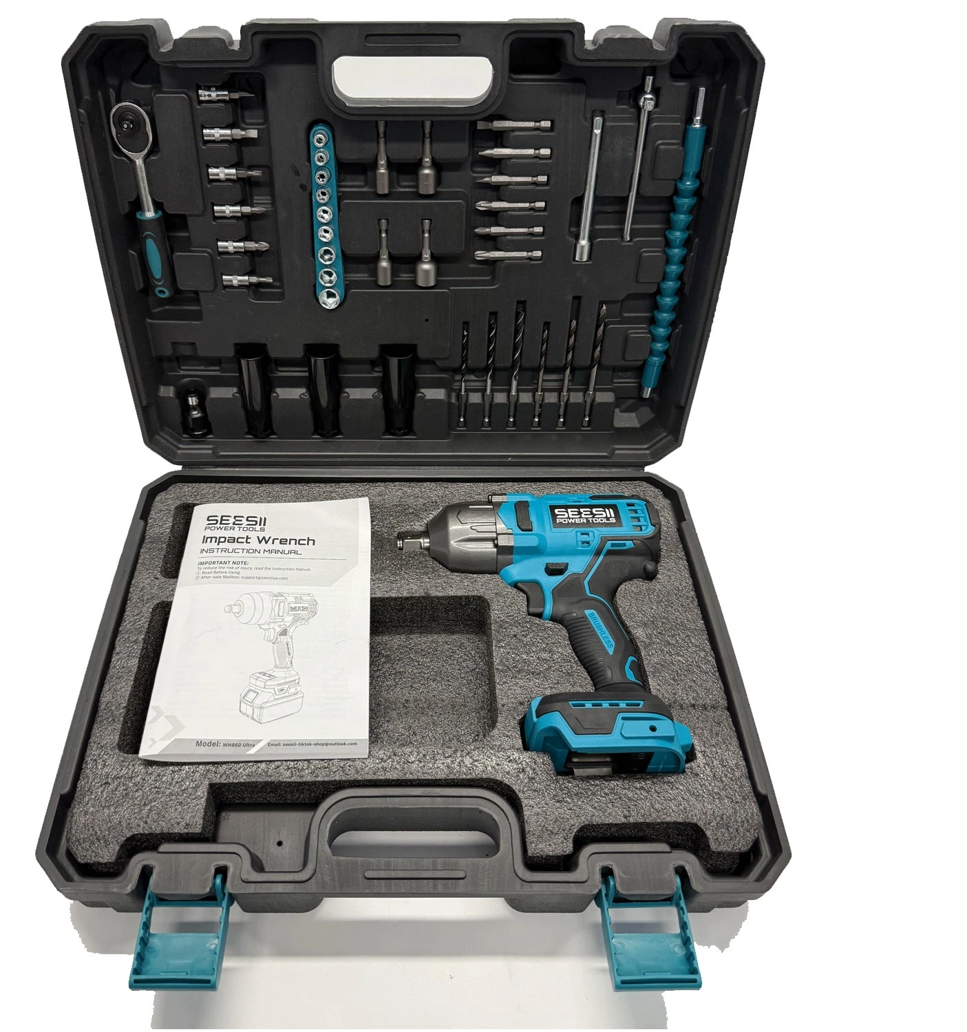 Seesii Cordless Impact Wrench 1/2" 1032Ft-lbs (1400N.m) Electric Impact Gun Brushless Driver 2x4000mah Battery & Charger