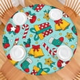 thumbnail image 2 of 44 Inch Round Christmas Table Cover with Elastic Border, Holiday Theme for Dinner Party Settings, 2 of 6