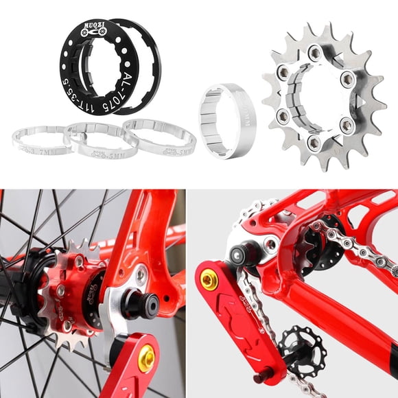 Cog Piñón Fijo 17T Adaptador 7-10s Hub Freewheel Lockring Piezas de Repuesto Componente Plata DYNWAVEMX Casete de una velocidad