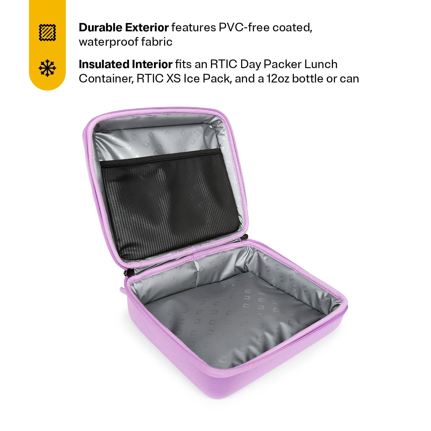 RTIC Day Packer Lunch Box, Insulated Lunch Container, Zipper Closure, Waterproof Fabric Lavender/Plum
