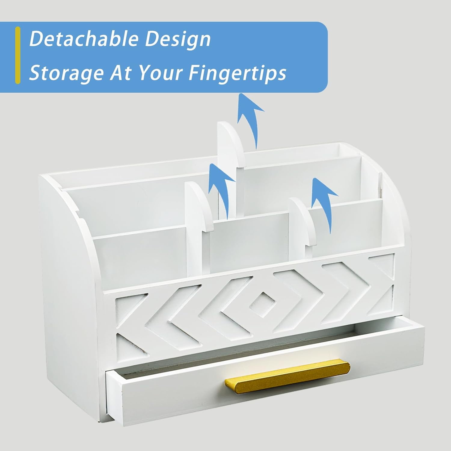 Wooden Desk Mail Organizer and Sorter Desktop Bill Holder Countertop Office Accessories in White